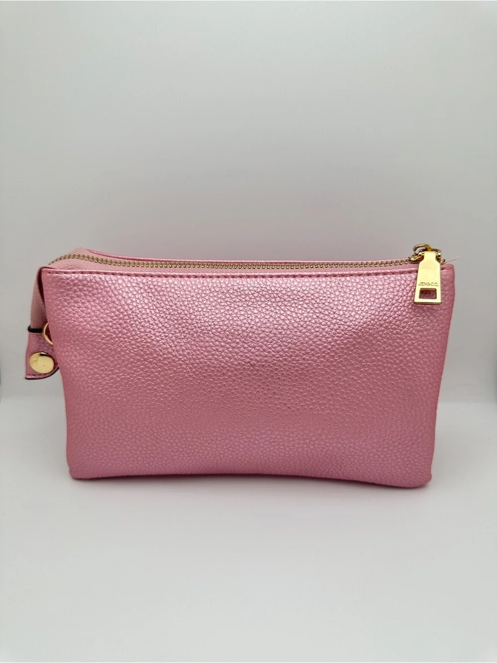 Jen & Co Riley Metallic pink vegan Leather Crossbody bag Wristlet Clutch